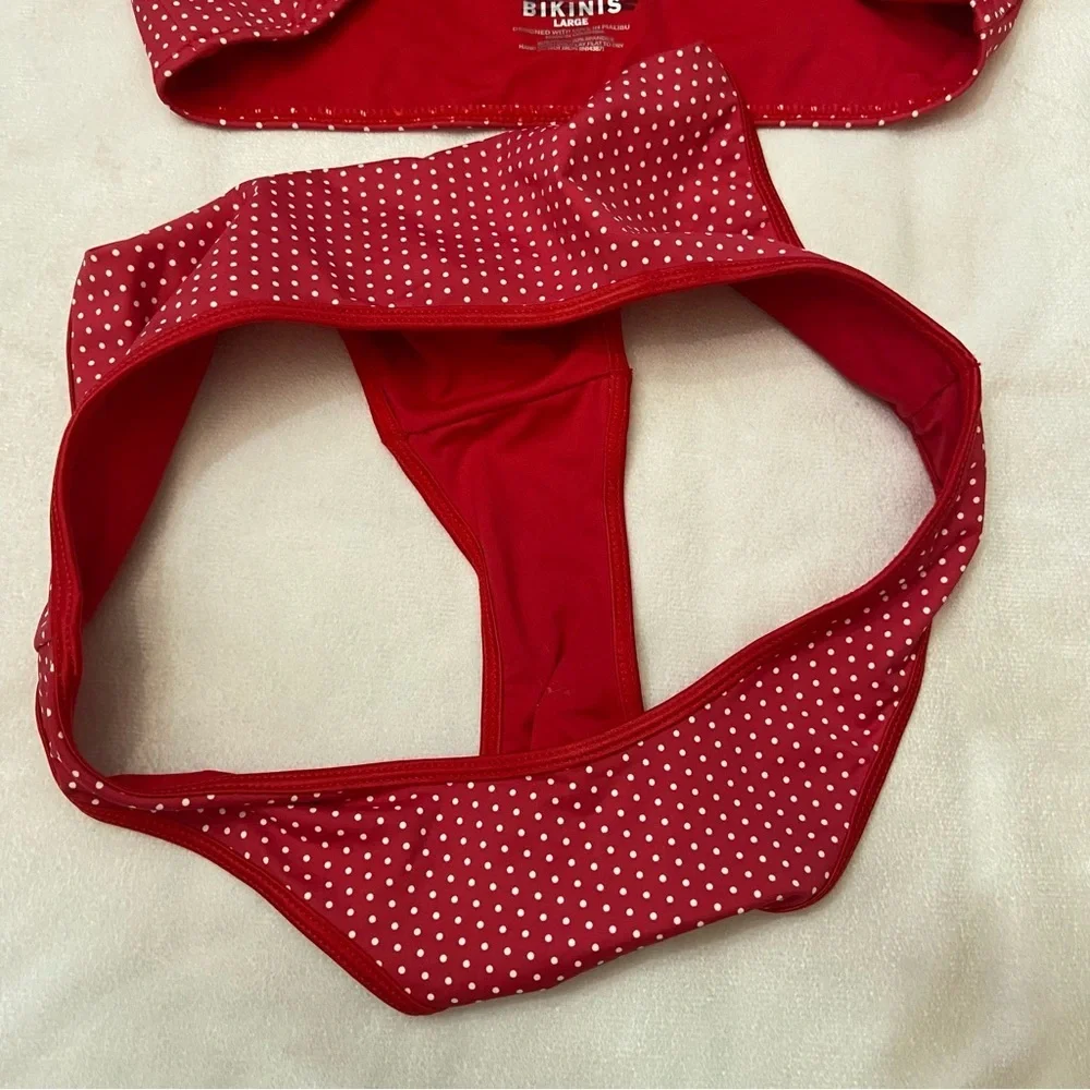 New! Frankie's Bikinis SET Dove Red Polka Dot Bikini 3988